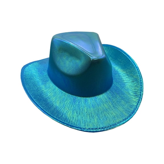 Adult's Blue Holographic Cowboy Hat Costume Accessory