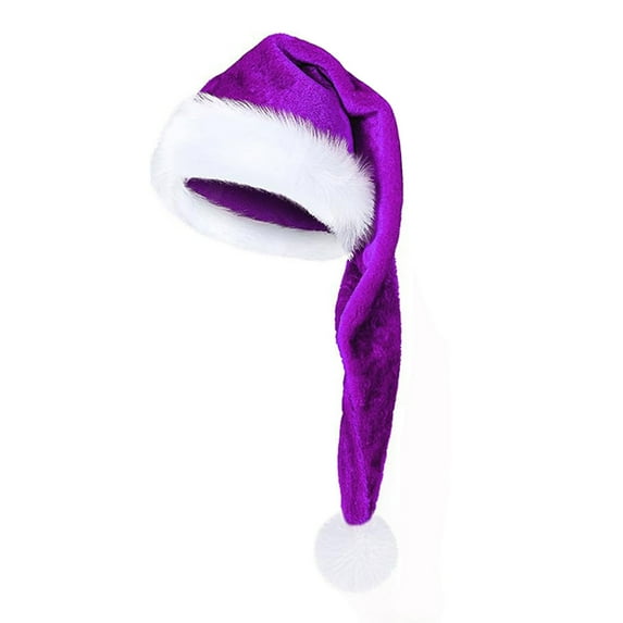 Adult's Christmas Santa Claus Hat, Plush Santa Cap, Velvet Headwear, Lined and Fabric-Shedding Resistant,(Purple)