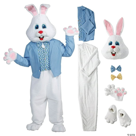 Adult's Easter Bunny Costume with Blue Jacket & Vest
