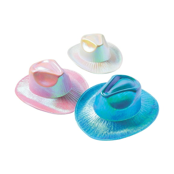 Adults Iridescent Cowboy Hats, Apparel Accessories, Party Supplies, 6 Pieces