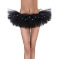 thumbnail image 1 of Adult's LED Light Up 5 Layered Tulle Tutu Mini Skirt, Black, 1 of 2