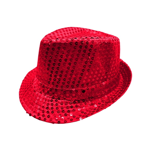 Adult's LED Light Up Neon Pink Sequin Fedora Jazz Hat Costume Accessory