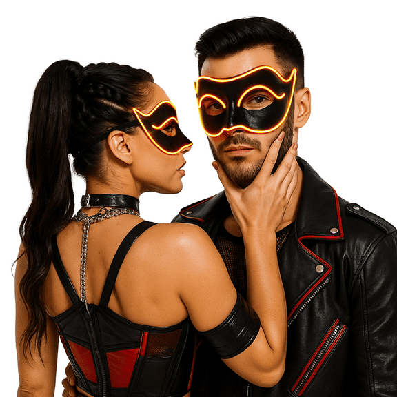 Adult's Orange Light Up E.L. Party Wire LED Masquerade Mask