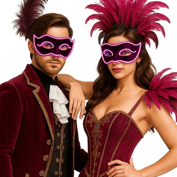 Adult's Pink Light Up E.L. Party Wire LED Masquerade Mask