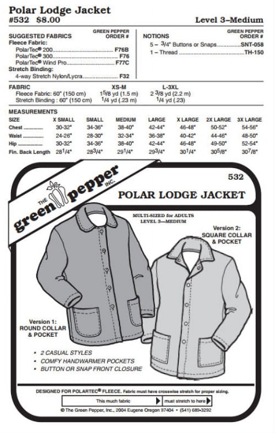 Adult's Polar Lodge Jacket PDF Pattern - 532 - The Green Pepper Patterns