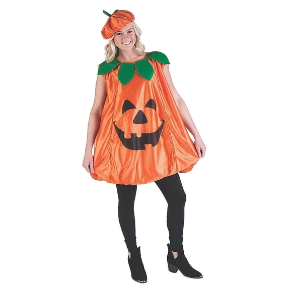 Adults Jack-O'-Lantern Pumpkin Polyester Pullover Costume with Hat