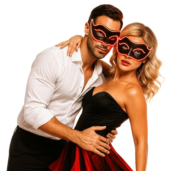 Adult's Red Light Up E.L. Party Wire LED Masquerade Mask