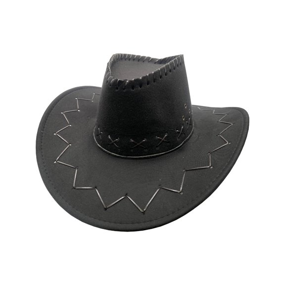 Adult's Rodeo Black Leather Look Cowboy Hat Costume Accessory