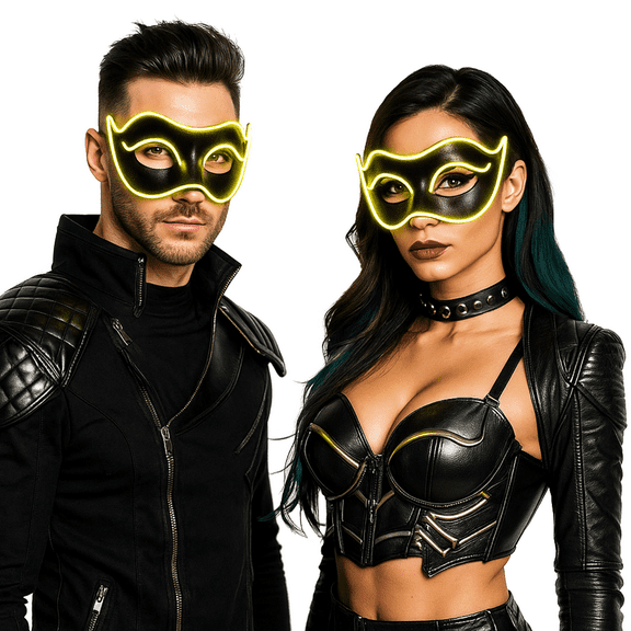 Adult's Yellow Light Up E.L. Party Wire LED Masquerade Mask