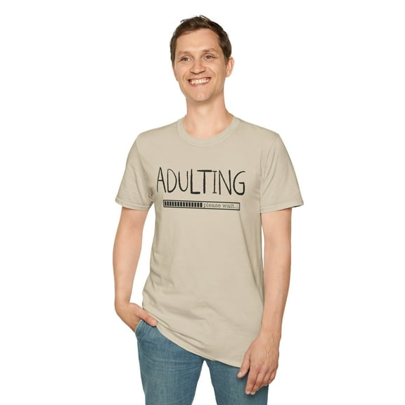Adulting Please Wait, Gildan Unisex Softstyle T-Shirt, Graphic Tee, S-3XL