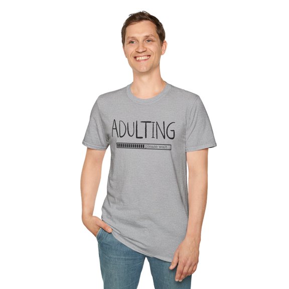 Adulting Please Wait, Gildan Unisex Softstyle T-Shirt, Graphic Tee, S-3XL