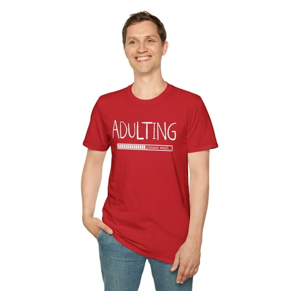 Adulting Please Wait, Gildan Unisex Softstyle T-Shirt, Graphic Tee, S-3XL