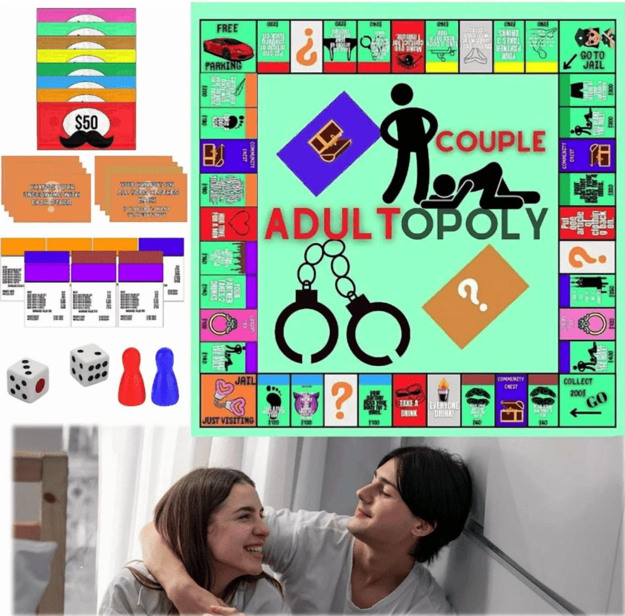 Adultopoly Board Game |  Couples Game for Date Night | Unique Gift for Him & Her