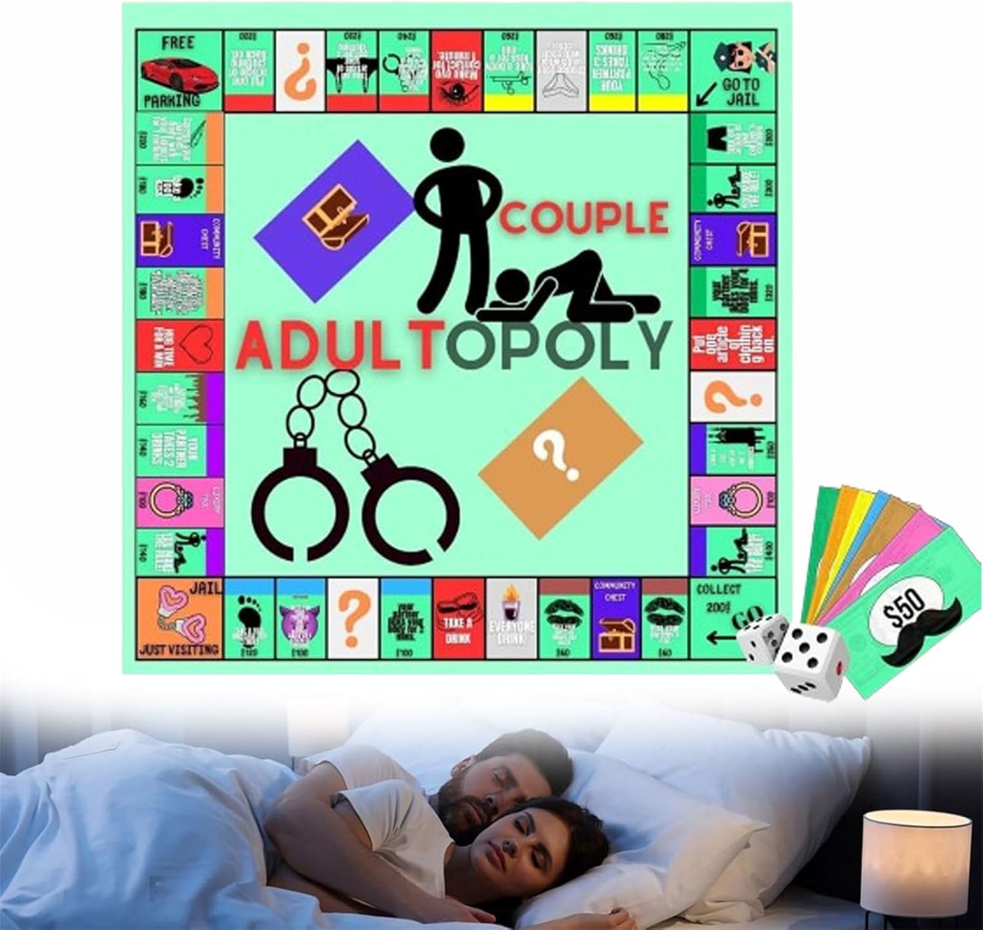 Adultopoly Couple Board Game, Fun Filled Adult Monopoly Board Game