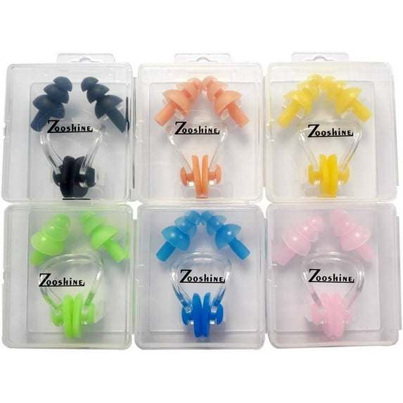for Adults, 4 Pairs Reusable Silicone Waterproof Colorful Swim Earplugs ...