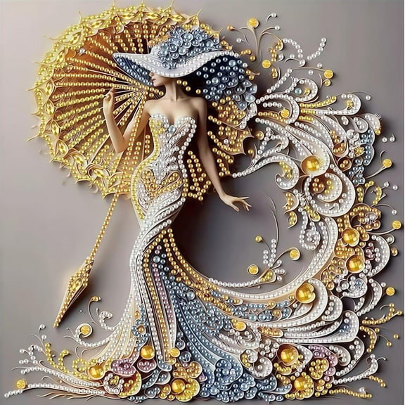 Adults 5D Diamond Painting Set, Elegant Women's Special Shape Diamond Art Set for Adult Beginners, DIY Crystal Diamond Dot Gem Painting for Home Decoration 11.8x11.8 Inch, Unframed