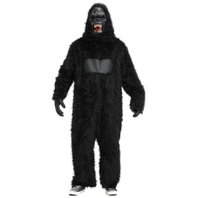 Adults Animal Gorilla Costume with Mask,Fluffy Ape Gorilla Cosplay Jumpsuit Outift for Halloween Party Holiday