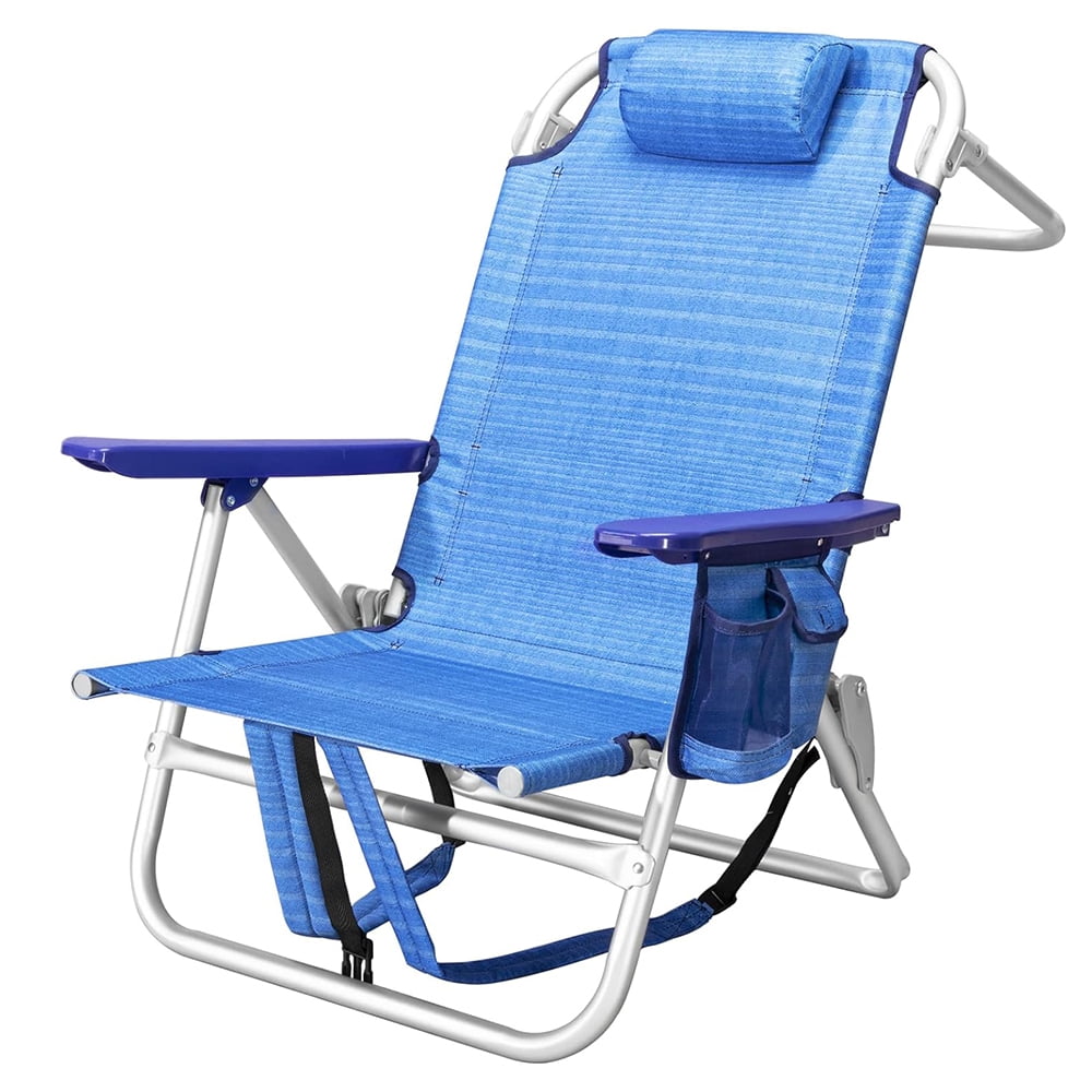 Adults Backpack Beach Chairs,Pack Folding Heavy Duty Camping Chair with Large Pockets and Cup ...