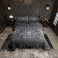 thumbnail image 1 of Adults Black Damask Bedding Set Antique Victorian Baroque Comforter Set Twin Size,Gothic Vintage Floral Quilt Exotic Sugar Skull Duvet Insert,Gothic Bone Skeleton Bohemian Decor,Grey, 1 of 5