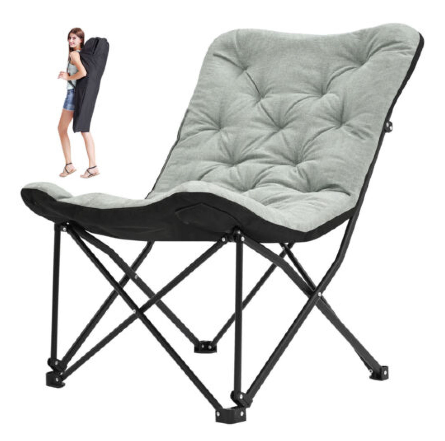 Adults Chair Saucer Chair Folding Camping Lounge Chair for Living Room