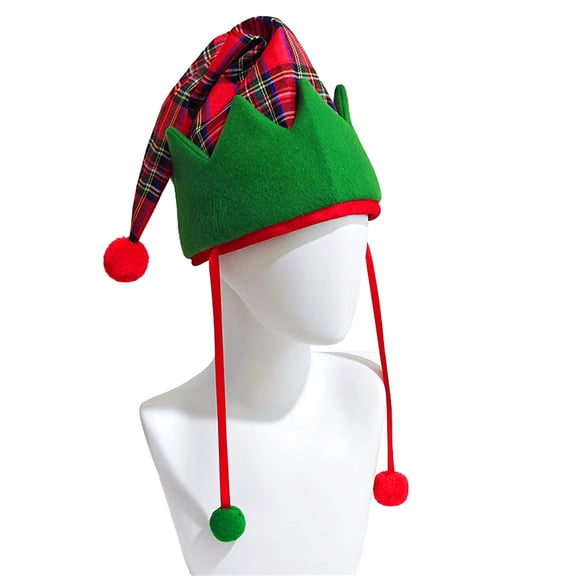 Adults Christmas Santa Claus Hat,Unisex Classic Holiday Christmas Hat Headwear Accessories,Red Green Xmas Elf Hats