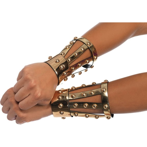 Adults Chrome Vinyl Studded Arm Cuffs Costume Accessory
