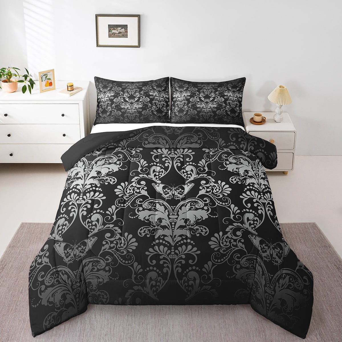 Adults Damask Gothic Bedding Set Antique Victorian Comforter Set Queen ...