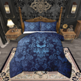 thumbnail image 1 of Adults Damask Gothic Bedding Set Antique Victorian Comforter Set Queen,Vintage Floral Goth Comforter Bat Quilt,Bats Sugar Skull Bone Skeleton Baroque Boho Decor,Blue, 1 of 5