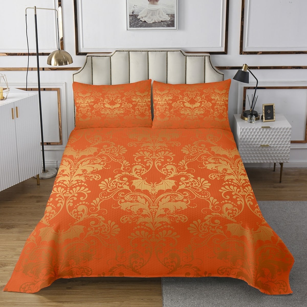 Adults Damask Gothic Bedspread Set Antique Victorian Quilt Set Twin ...