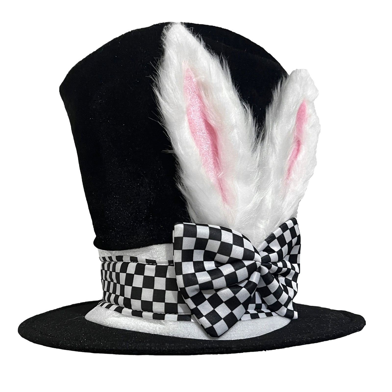 Top Hat And Rabbit Adults Deluxe Rabbit Hat Black Top Hat With Large Ears And Attached Bow ...