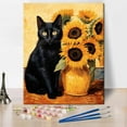 thumbnail image 1 of Adults Digital Painting Set, Sunflower and Cat DIY Acrylic Painting, Canvas Art Crafts for Bedroom Decoration, Black Cat Adult Digital Painting for Beginners Hobbyists, 16x20 Inch (Without Frame), 1 of 7