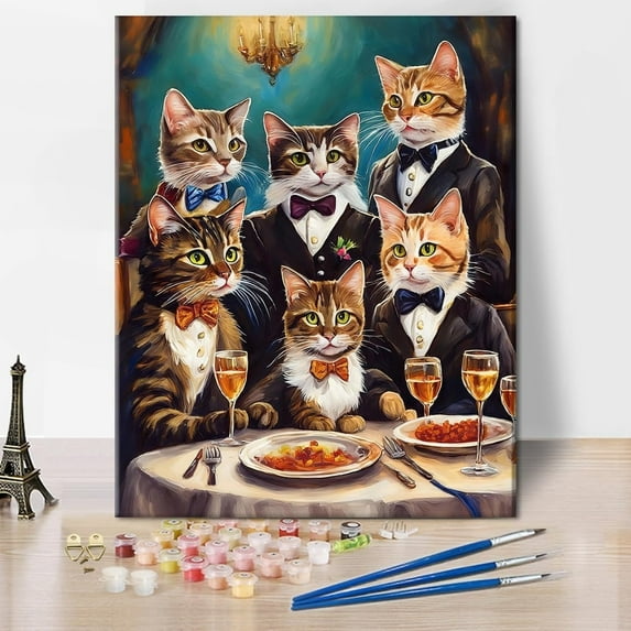 Adults Digital Painting Set, Sunflower and Cat DIY Acrylic Painting, Canvas Art Crafts for Bedroom Decoration, Black Cat Adult Digital Painting for Beginners Hobbyists, 16x20 Inch (Without Frame)