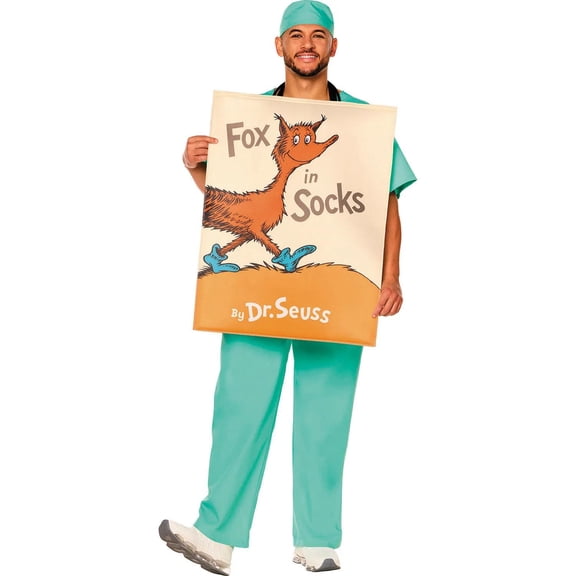 Adults Dr. Seuss Fox in Socks Quick Change Book Cover Costume - One Size