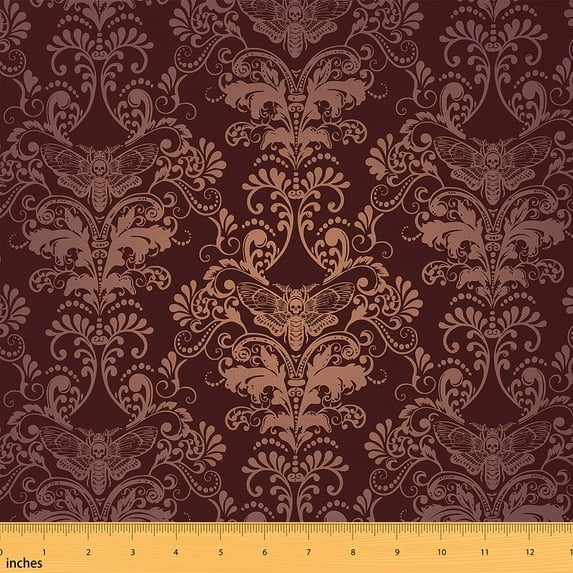 Adults Floral Upholstery Fabric,Vintage Victorian Style Fabric By The Yard,Ombre Sugar Skull Decorative Fabric,Motifs Antique Gothic Spooky Design Indoor Outdoor Fabric For Quilting Sewing,1 Yard