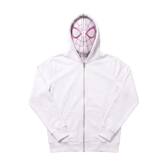 Adults Full Zip Up Mask Hoodie Sweatshirt Spiderweb Graphic Print Activewear Casual Superhero Cosplay Jacket Wear
