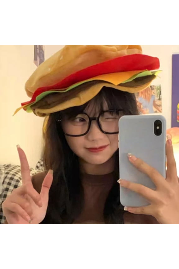 Adults Hamburger Hat Cute Funny Realistic Cozy Stretchy Costume Accessories Soft Men Women Fast Food Hamburger