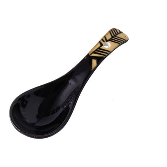 Adults Japanese Style Stirring Ceramic Eating Tableware Dinnerware Soup Spoons Kitchen Utensil BLACK 2