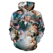 Adults K-Pop BTS Hoodie Casual Pullover Hooded Novelty Graphic Hoodie Sweatshirt with Big Pocket