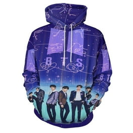 Adults K Pop BTS Hoodie Casual Pullover Hooded Novelty Graphic Hoodie Sweatshirt with Big Pocket Walmart