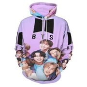 Adults K-Pop BTS Hoodie Casual Pullover Hooded Novelty Graphic Hoodie Sweatshirt with Big Pocket