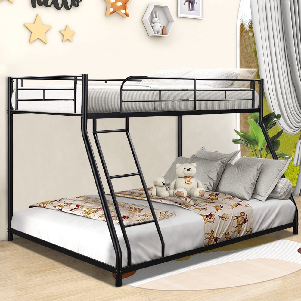 Adults Kids Bunk Beds, BTMWAY Heavy Duty Bunk Bed Twin over Full, Black