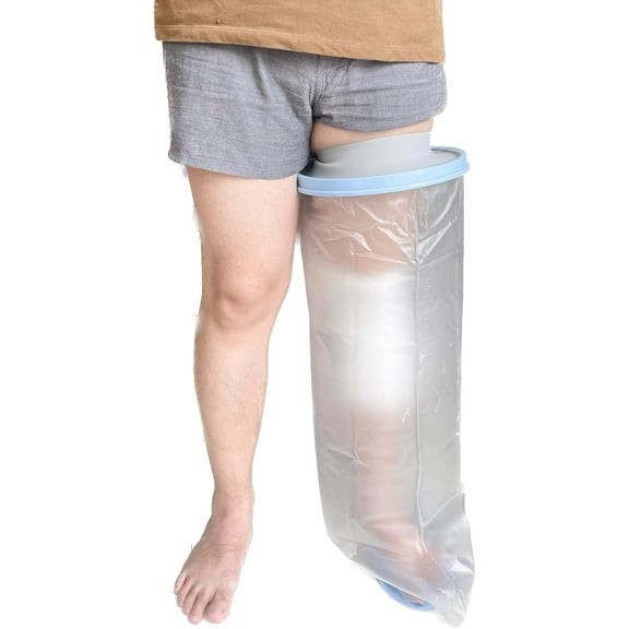 Adults Leg Cast Cover for Shower Extra Large with Non-Slip Padding Bottom, Waterproof Foot Cast Protector Shower Boot for Plus Size Foot Casts Orthopedic Boots, Toe Bunion Post Surgery Bandage Wrap