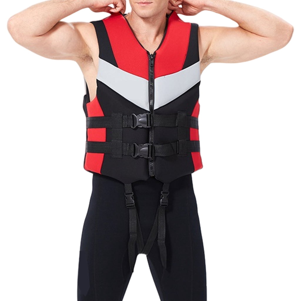 Adults Life Vest Boats Clothing Fishing Vest Buoyancy Jackets Swim Trainer Jackets for Water Sports, Surfing, Boating