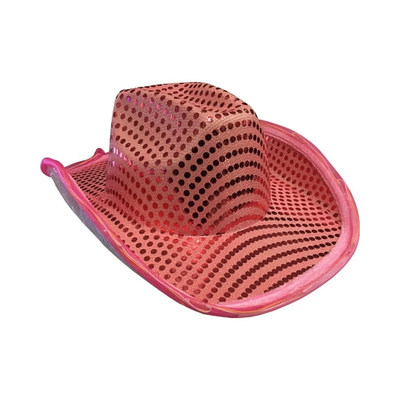 Adults Light Up Sequin Pink Urban Cowboy Hat Costume Accessory