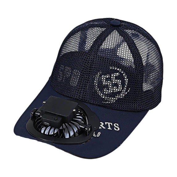 Adults Mesh Baseball Cap Fishing Beach Hats with Fan, USB Rechargeable Sun Protection Hat with Cooling Fan for Men, Adjustable, Spring Summer