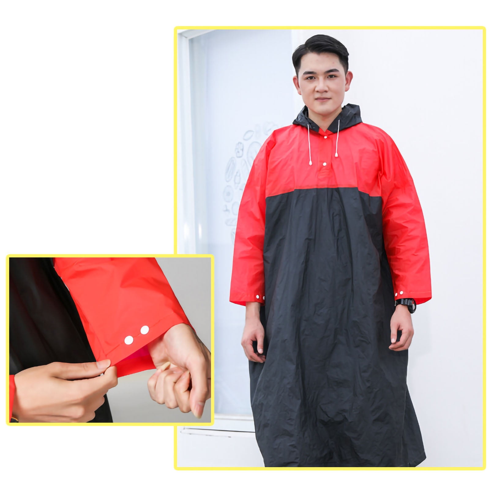 Adults Raincoat Loose Soft Waterproof Reusable Portable Rain Coat for