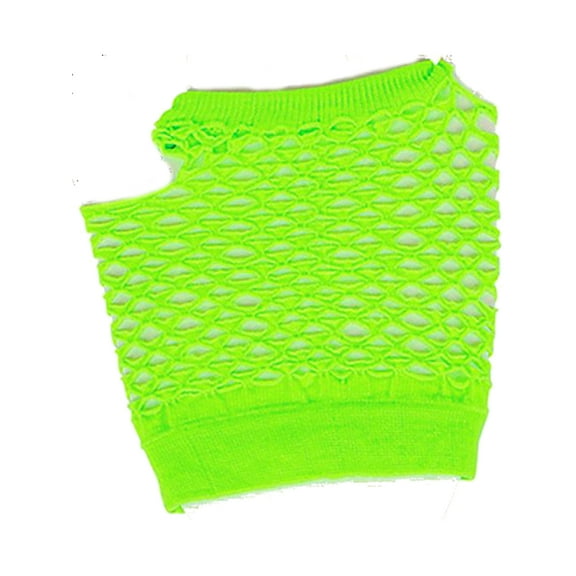 Adults Sexy Neon Green Fishnet Fingerless 80s Rock Costume Half Gloves