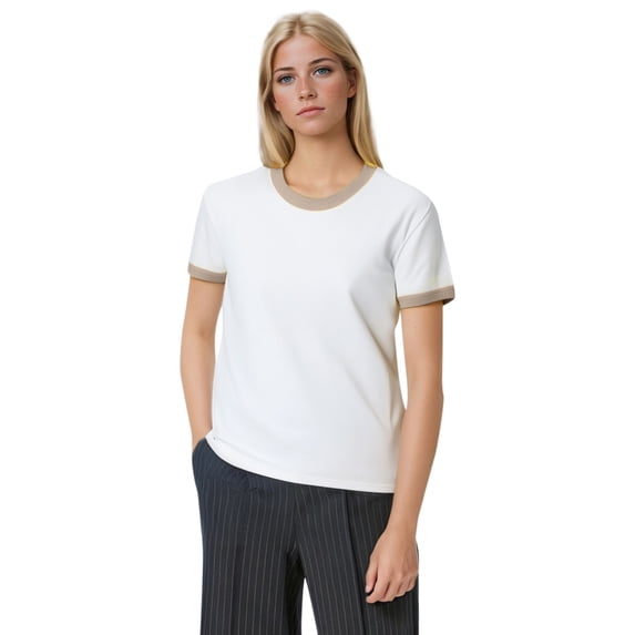 Adults Short Sleeve Ringer Tee Cotton Sport Crew Neck T-Shirts
