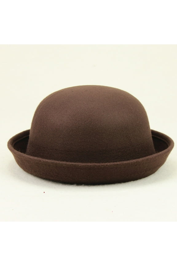 Adults Solid Hat Roll Up Brim Panama Bowler Hat Round Bowler A Hat (Coffee One Size)