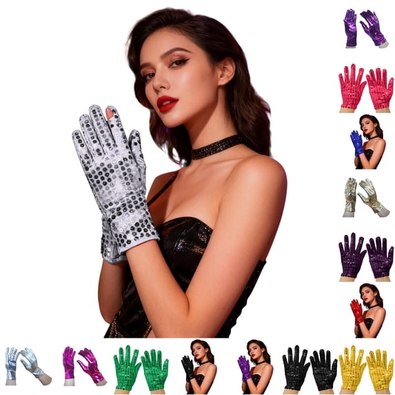 Adults Sequin Dance Gloves for Womens White Wedding Bridal Prom Tea Party Halloween 1920s Flapper Accessories